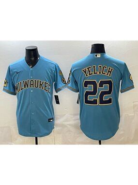 Christian Yelich Blue Stitched Jersey